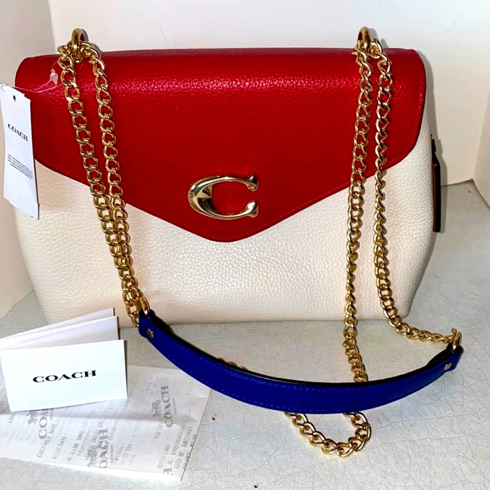NWT Coach Red and White Leather Crossbody Bag